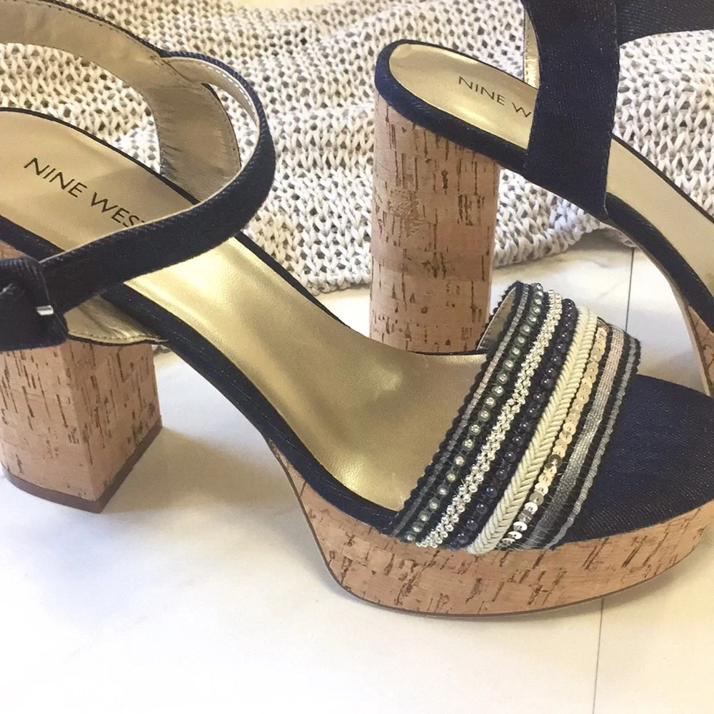 Nine West Keira Embellished Platform Sandals